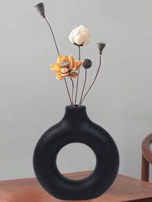 1 Stück einfache, leicht-luxuriöse, einfarbige donutförmige Vase, eine minimalistische Vase in Weiß, Rosa und Schwarz, in verschiedenen Farben und Spezifikationen erhältlich, geeignet für Heimdekoration, Wohnzimmerdekoration, Schreibtischvase, Balkondekoration, Esszimmervase, Schlafzimmervase, unzerbrechliche Vase, geeignet für Hochzeiten, Partys, Veranstaltungen und Gärten.