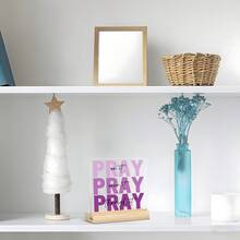 1pc Pray On It Over It Through It Christmas Decor – Uplifting Blue Acrylic Faith Plaque Gift | Christian Holiday Sign For Desk, Bedroom, Church | Perfect For Women & Pastors Home Decor Christmas Decorations Room Decor