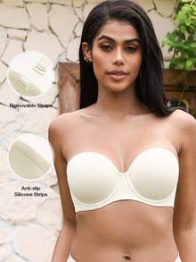 Wingslove Women's Push-Up Strapless Bra – Lightweight Comfort, Anti-Slip Underwire & Convertible Multi-Way Straps For All-Day Support & Versatile Style