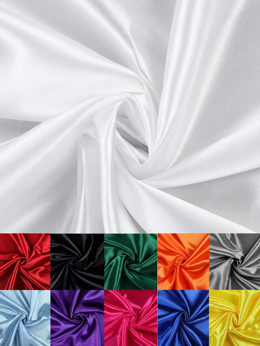 1pc Solid Color Satin Fabric, DIY Fashion Handmade Clothing, Silk Satin Suitable For Wedding Dress Decoration - Multicolor - View 1