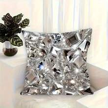 1pc Modern Luxury Pillow Cover - Elegant Diamond Pattern Cushion Case With Zip Closure, Soft Polyester Fabric - Sparkling Home & Car Decor For Living Room, Bedroom, Office, Stylish Accessory - 1 cái - Xem 1