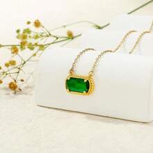 Birthstone Necklace For Women 14k Gold Plated Preppy Oval Stone Necklaces   Pendant Necklaces Birthday Gifts For Women Mom Wife Friends-307968 - 八月橄欖石 - 查看 6