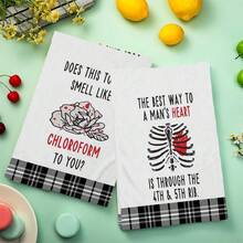 2/4/6/48pcs Soft Kitchen Towels/Dish Cloths With Bone & Red Dotted Floral Print, Multi-Purpose, Quick Drying, Suitable For Kitchen, Celebration, Wedding, Decoration, Etc.