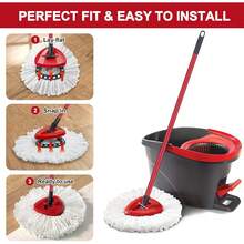 3 Pack Mop Replacement Heads For O-Ceda Mop Replace Head EasyWrin Spin Mop Heads Replacements, Microfiber Spin Mop Refills, Easy Cleaning Mop Head Replacement - trắng - Xem 8
