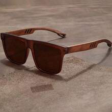 1pc Vintage Walnut-Colored Stylish Unisex Ultra-Light Polarized Eyewear Glasses For Men And Women,School Glasses Accessories