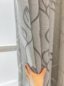 1 rèm cửa mỏng cắt hình lá, màu xám/trắng/khaki/đỏ, rèm cửa mỏng cắt nhẹ, thích hợp cho phòng khách, phòng ngủ, trang trí phòng (Trọng lượng vải 100g) - Xám - Xem 20