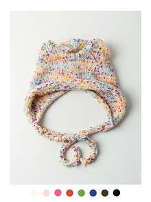 Bandeau tricoté à oreilles d'ours colorées, bonnet d'ours mignon pour femmes, bonnet en tricot chaud et polyvalent pour l'automne/l'hiver - Multicolore - Voir 8
