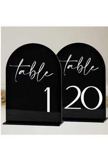 1 Set Acrylic Arch Shaped Number Place Cards, Party Decor Seating Cards, Wedding Table Numbers, Modern Wedding Ceremony & Reception Signage