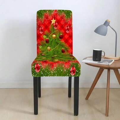 Juego de 2/4/6, diseño de impresión digital, funda de silla con estampados de copos de nieve, renos y campanas, práctica y hermosa, creando fácilmente un ambiente navideño, muy adecuada para la decoración navideña, apta para restaurantes, hoteles, ocasiones de celebración y decoración festiva, convirtiéndola en un regalo ideal para Navidad.