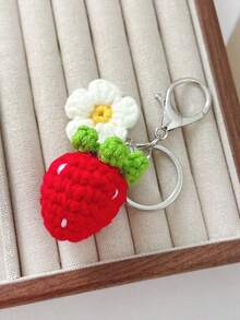 Handmade Crochet Fruit Keychain Accessories, Persimmon, Peanut, Cherry, Strawberry, Carrot Keychain Decor - Multicolor - View 8