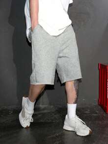 1 Stück Jungen & Teenager Lässig Milchseide Strick Shorts, geeignet für Zuhause, tägliche Fahrten, Schule, Outdoor-Aktivitäten, Partys, Streetwear, Frühling/Sommer