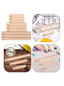 1pc Customizable Wooden Ruler - Personalize With Your Name And Motivational Text, Single-Sided Engraving, Engrave School Name, Great For Back To School, High Quality, Practical Student Gift, School Supply