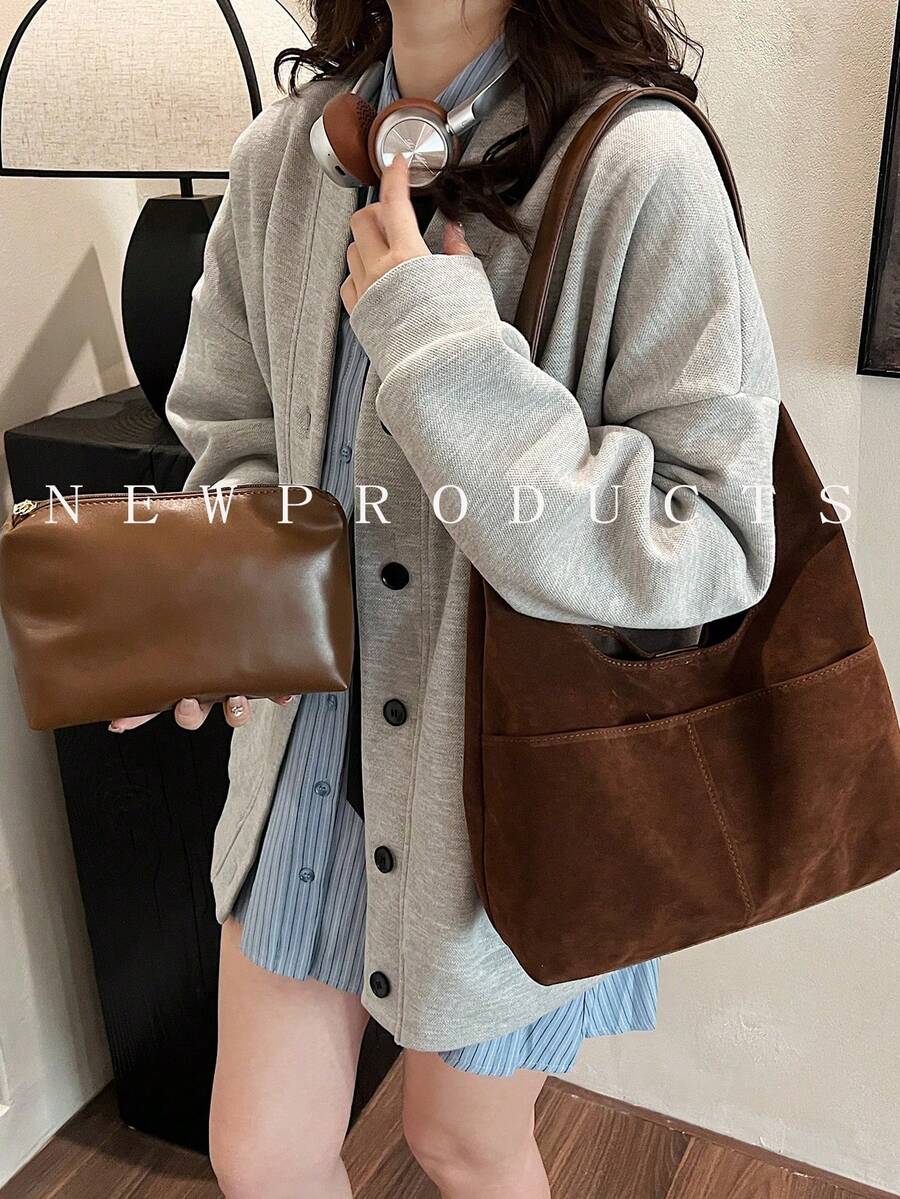 1 chiếc Túi đeo chéo nữ FEISTURE nhiều ngăn giả da lộn, kiểu dáng mới, thích hợp cho các buổi đi chơi hàng ngày, hẹn hò, đi làm