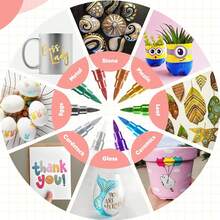 Metallic Markers Pens, Dual Tip Metallic Pens For Rock Painting,Tattoo Painting, Ceramic, Card Making, Black Paper, Easter Egg, Metal, Wine Glass