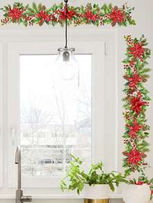 1/2/3sets Christmas Wall Sticker, Christmas Elements Christmas Vine Leaf Wall Sticker, Living Room Holiday Decorative Wall Sticker, Removable.Perfect And Christmas Gift For Couples, Parents And Friends. Christmas Decorations Christmas Decoration Christmas Decorations Home Home Decor Room Decor