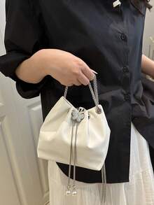 Women's Minimalist Bow Decor Chain Strap Crossbody Bag