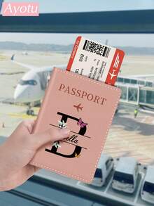 Ayotu Customized Name Passport Holder, Unisex, Personalized Letter Passport Holder, Portable Multi-Function ID Card & Bank Card Wallet, PU Leather, Travel Accessories, Suitable For Young Travelers, Back To School Season, Minimalist High-End Passport Holder, Suitable For Female Students - Multicolor - View 10