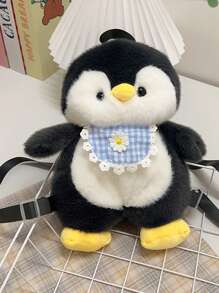 Cute Cartoon Penguin Plush Backpack For Kids, Novel Back To School Bag Suitable For Primary And Secondary School Students, Lightweight Casual Travel Vacation Storage Backpack, Autumn/Winter New Zipper Closure Commuter Bag - Grey - View 16