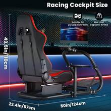Minneer Racing Simulator Cockpit mit Sitz Fit G29 G920 G923 T248 T300, Racing Gaming Lenkrad Stand, nicht enthalten Rad, Pedal & Handbremse - Rot - Übersicht 3