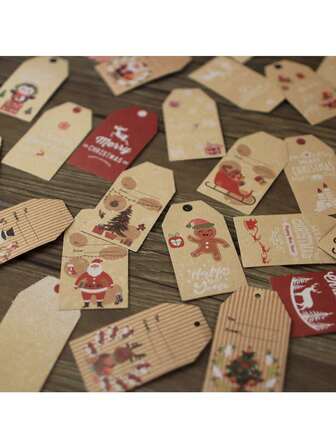 10 hojas (40 piezas) de coronas de animales, etiquetas de vaca amarillas, tarjetas colgantes de Año Nuevo, embalaje de regalo, accesorios de tarjetas de mensaje