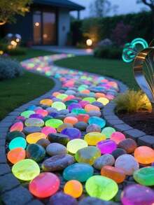 100/500 piedras que brillan en la oscuridad, accesorios de decoración para paisajismo en miniatura, acuario, patio, jardín, decoración DIY (talla grande brillantes cuando se exponen a la luz solar o artificial)