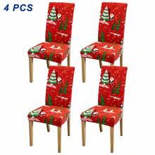 2/4/6 غطاء كرسي مطبوع بطبعات عيد الميلاد، مع عناصر عيد الميلاد مثل بابا نويل والثلجي والرنة، ديكور منزلي لفنادق وحفلات ومطاعم، ديكور عيد الميلاد الأساسي، هدية عيد الميلاد المثالية