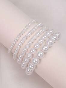 3pcs/Set Kids Cute Princess Style Pearl Bracelets