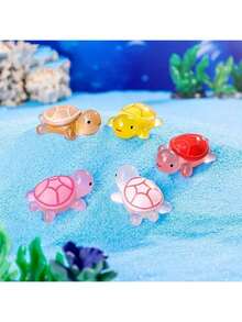 Miniature Realistic Sea Animal Turtle Model, Random Styles And Colors, Glow In Dark, Colorful Turtle Decoration, Teenagers' Gift Or Incentive, Fish Species Birthday Gifts Graduation