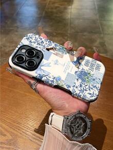 1 pieza Funda de teléfono híbrida a prueba de golpes de TPU suave + PC duro con gráfico de cruz y floral compatible con Apple 11/12/13/14/15/16/16 Plus/16 Pro/16 Pro Max