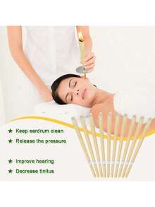 10 piezas de velas para los oídos, velas cónicas de cera de abeja Hopi para eliminar la cera de los oídos, velas aromáticas para los oídos con soporte, 100% cilindros de fragancia cónica hueca - Multicolor - Ver 2