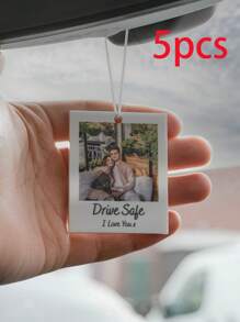 1 Piece Custom Photo Car Mirror Label, Photo Decoration, Photo Driving Safety, Rearview Mirror Decoration, Custom Photo Car Accessories For Rearview Mirror Hanger, Personalized Car Hanging Decoration With Custom Pictures And Text, Custom Acrylic Picture Car Hanging Decoration, Personalize Your Favorite Memories, Christmas Gift