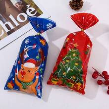 50pcs Christmas Gift Packaging Bags, Snowflake Cookie Candy Self-Sealing Bags, Tie Rope Bags Christmas Christmas Decorations Christmas Pajamas Christmas Gifts Christmas Decor