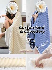 1pc Customized Embroidered Coral Fleece Bath Towel - Super Soft, Quick Drying, Highly Absorbent - Suitable For Wedding And Christmas Gifts, Spa, Beach, Daily Use (Adult Size, Home)