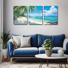 3 dípticos con marco, hermosa y fresca serie de pinturas de lienzo de la de verano, con el estilo de la pintura de retrato, adecuada para que los hombres decoren la serie de oficinas, de 12x16 pulgadas y 16x24 pulgadas