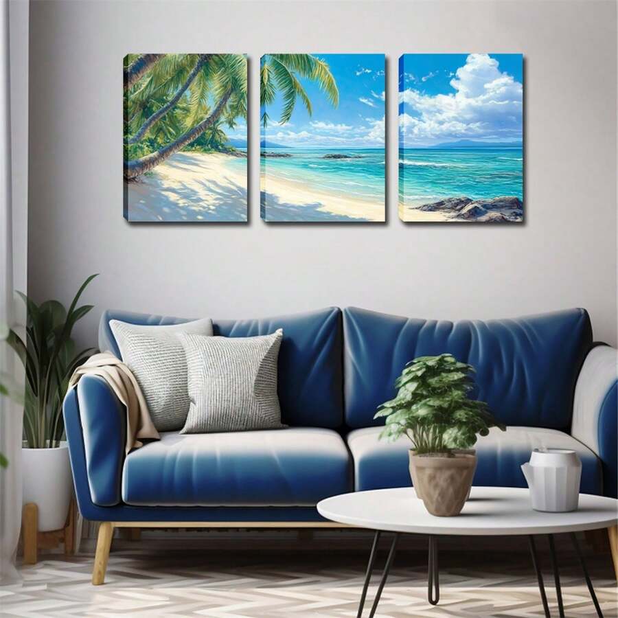 3 dípticos con marco, hermosa y fresca serie de pinturas de lienzo de la de verano, con el estilo de la pintura de retrato, adecuada para que los hombres decoren la serie de oficinas, de 12x16 pulgadas y 16x24 pulgadas