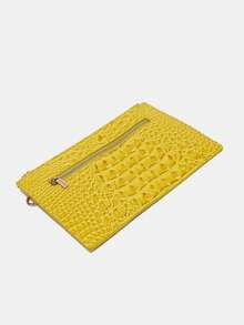 Women's Shoulder Bag European And American Style Crocodile Print Tote Bag Blue Large Capacity Commuter Tote Bag With Coin Purse Blue Crocodile Leather Tote Bag Large-Capacity Mother-In-Law Bag Fashionable And Versatile Handbag - 黃色 - 查看 9
