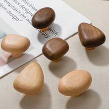 Tiradores de gabinete de madera de estilo nórdico para niños, tiradores de cajón de piedra con diseños de dibujos animados, perillas de madera natural para habitaciones infantiles y armarios