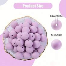 42 hạt silicon tròn 15mm dùng làm vòng tay, móc khóa, vòng cổ, phụ kiện trang sức và hạt silicon tròn đựng bút - Hạt gel silica - Xem 44