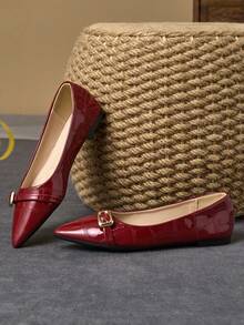 Women's Pointed Toe Slip-On Flats, Casual Party Wear, Red Color, Suitable For Spring/Summer, Daily Outdoor Activities, Versatile - Red - View 3
