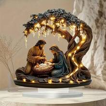 Dwuwymiarowa, płaska, elegancka dekoracja biurka w stylu chrześcijańskim z podstawą – materiał akrylowy, klasyczna tabliczka ekspozycyjna do domu i biura, świetny pomysł na prezent na Boże Narodzenie, Nowy Rok, Święto Dziękczynienia