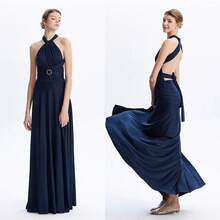 Sexy Backless Long Dress - 藏蓝色 - 查看 4