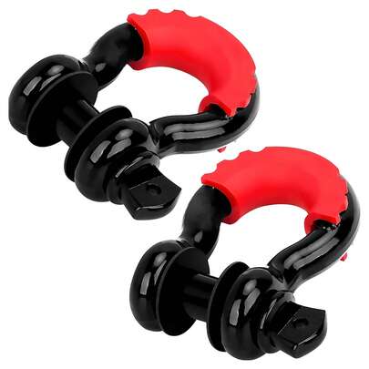 2pcs 4.75 Ton D-Ring Shackles, Heavy Duty 3/4" 45# Steel Recovery Shackle With 7/8" Screw Pin & Anti-Rattle Kit For ATV Truck Trailer