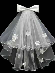 1pc Floral Print Elegant Polyester Bowknot Flower Hair Clip, Ethereal Wedding Photo Prop, Suitable For All Seasons, Claw Clips, Hair Claws, Clips For Hair, Hair Slide, Hair Barrettes, Vacation Outfits Woman, Bows, Cute