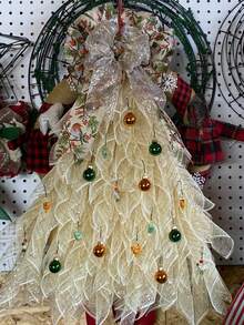 1 Roll Cream Beige Deco Mesh Ribbon 10 Inch X 30 Feet, Metallic Poly Mesh Roll For Holiday Decorating Door Wreath Supplies Christmas Tree Halloween Decoration Gift Wrapping (Ivory/Gold Foil) - Gold - View 3