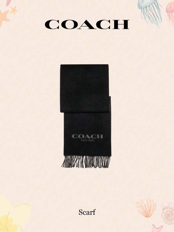 Coach Wool Cashmere Bi-Color Logo Scarf For Women Men Unisex Super Soft Classic Cashmere Feel Autumn Winter Scarf 76053 RI6