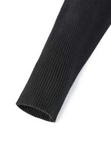 Men's Solid Color Casual Ribbed Turtleneck Long Sleeve Sweater, Fall Winter - Black - View 7