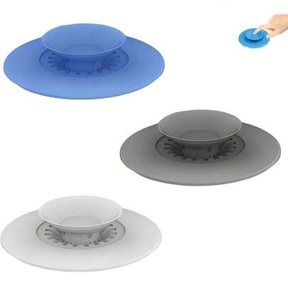 مصفاة مطبخ وسدادة بالوعة متعددة الاستخدامات 2 في 1، سدادة بانية مع مرشح سيليكون متطور، مانع انسداد، قابلة للفتح والإغلاق، جامعة للشعر في الحمام والبانيو والبالوعة