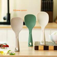 Self-Standing Silicone Rice Spoon, High-Temperature Resistant, Integrated Non-Stick Rice Spoon, Suitable For Use With Household Electric Rice Cookers To Hold The Self-Standing Rice Spoon.