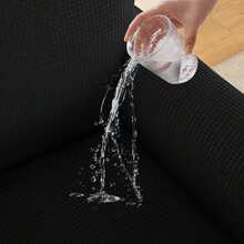 1PC Elastic Small Single Armrest Sofa Cover Suitable For Living Room Pet Solid Color Non Slip Corn Fleece Sofa Cushion Cover Suitable For Small Single Armrest Home Decoration Sofa Protective Cover - 黑色 - 查看 4