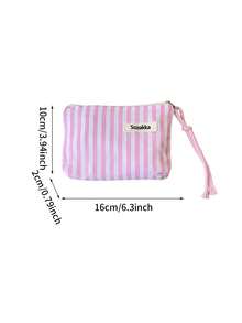 1 szt. Mała kosmetyczka w paski, woreczek do przechowywania szminek, kosmetyczka podróżna, kosmetyczka, śliczna kosmetyczka, kosmetyczka podróżna, kosmetyczka, torba do przechowywania kosmetyków, duża pojemność, mała kosmetyczka damska na prezent, torba do przechowywania, kosmetyczka podróżna, kosmetyczka, jesienne niezbędniki uniwersyteckie, niezbędne w podróży, torba podróżna na wakacje dla kobiet, kosmetyczka, organizer na kosmetyki
